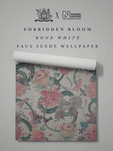 Load image into Gallery viewer, Forbidden Bloom &#39;Bone White&#39; Faux Suede Wallpaper By The Metre